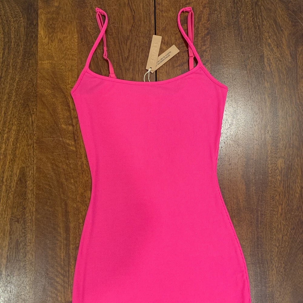 SKIMS Soft Lounge Slip Dress in Hot Pink
